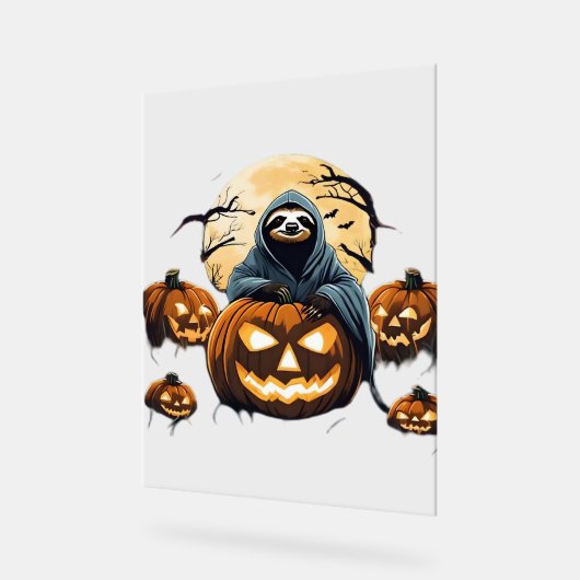 Ghostly Sloth's Midnight Haunt Classic T-shirt Acryl Bord (Hoek)