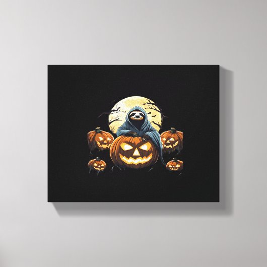 Ghostly Sloth's Midnight Haunt Classic T-shirt Canvas Afdruk (Voorkant)
