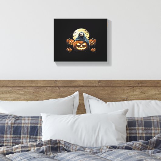 Ghostly Sloth's Midnight Haunt Classic T-shirt Canvas Afdruk (Insitu (Slaapkamer))
