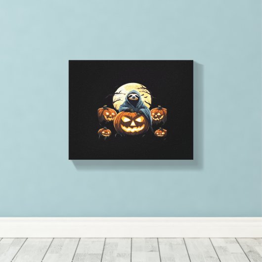 Ghostly Sloth's Midnight Haunt Classic T-shirt Canvas Afdruk (Insitu (Houten vloer))