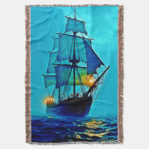 Ghostly Tall Ship Zee Voyage Design Deken