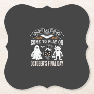 Ghosts and Goblins Halloween Oktober Laatste Dag_1 Kartonnen Onderzetters