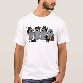 Ghosts & Black Cats Cute Spooky Halloween Lineup T-shirt