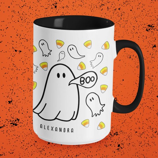 Ghosts en Candy Corn aangepaste naam Mok
