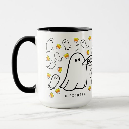 Ghosts en Candy Corn aangepaste naam Mok (Links)
