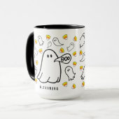 Ghosts en Candy Corn aangepaste naam Mok (Voorkant links)