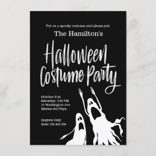 Ghosts Ghouls Black White Halloween Kostuumfeest Kaart