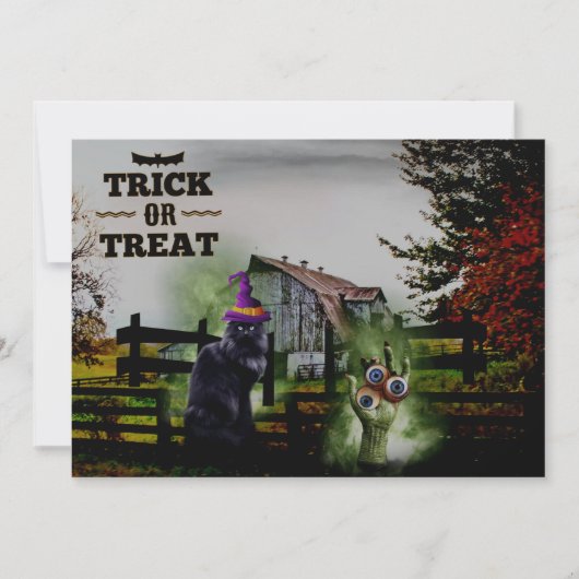 *~* Ghosts Hands Eyes Black Cat HALLOWEEN CARTE (Devant)