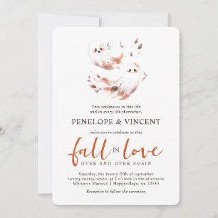 Ghosts Herfst in Love Wedding Invitation Kaart