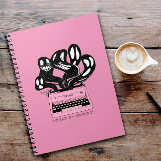 Ghosts in een roze typemachine notitieboek