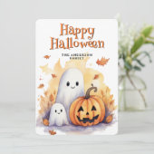 Ghosts Jack O'Lanterns Schattige Happy Halloween K Feestdagenkaart (Staand voorkant)