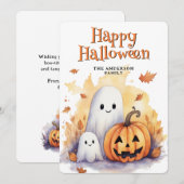 Ghosts Jack O'Lanterns Schattige Happy Halloween K Feestdagenkaart (Voorkant / Achterkant)