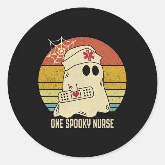 Ghosts One Spooky Nurse Halloween Nurse Herfst Scr Ronde Sticker (Voorkant)
