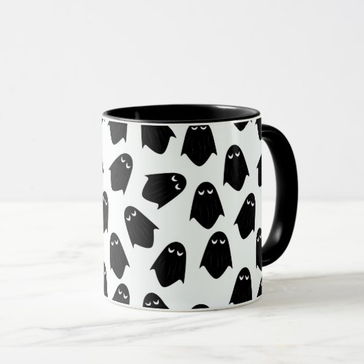 Ghosts patroonsilhouette koffiekop mok (Voorkant rechts)