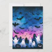 Ghosts Pumpkins Hemelblauw Roze Halloween Kaart (Achterkant)