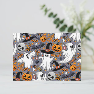 Ghosts Spooky en griezelige Schattigee Monsters Bedankkaart