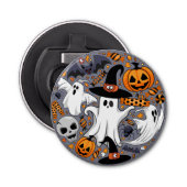 Ghosts Spooky en griezelige Schattigee Monsters Button Flesopener (Voorkant)