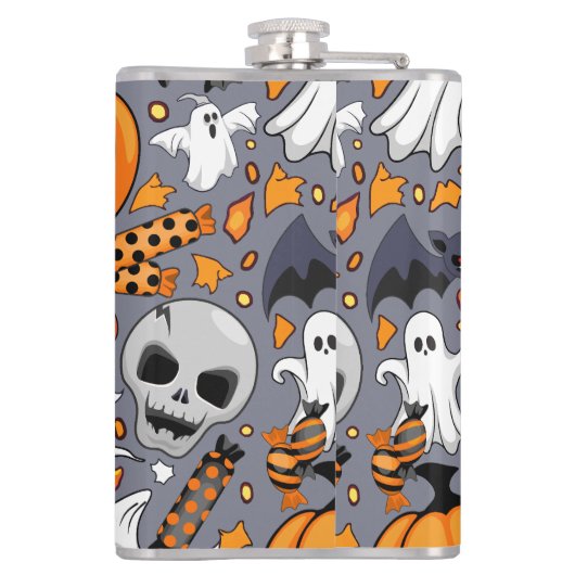 Ghosts Spooky en griezelige Schattigee Monsters Heupfles (Achterkant)