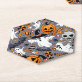 Ghosts Spooky en griezelige Schattigee Monsters Kartonnen Onderzetters (Schuin)