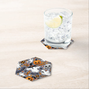 Ghosts Spooky en griezelige Schattigee Monsters Kartonnen Onderzetters