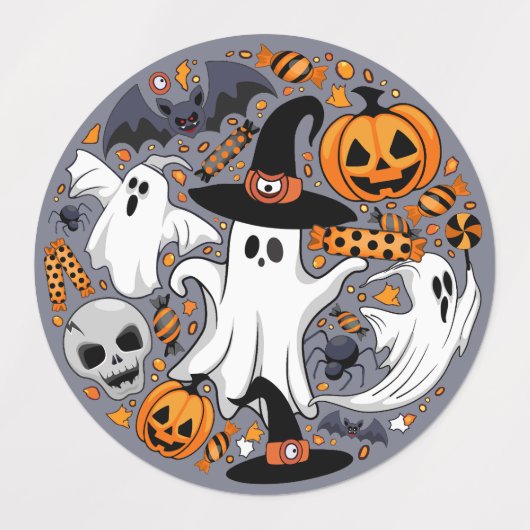 Ghosts Spooky en griezelige Schattigee Monsters Labels (Design 1)