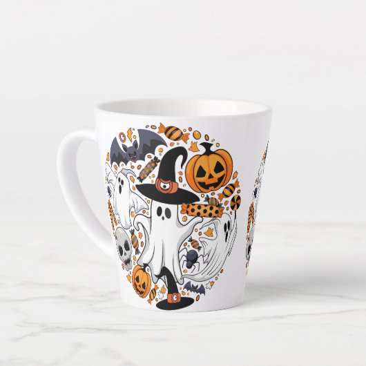 Ghosts Spooky en griezelige Schattigee Monsters Latte Mok (Linkerhoek)