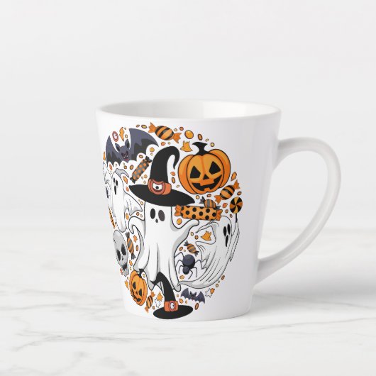 Ghosts Spooky en griezelige Schattigee Monsters Latte Mok (Rechts)