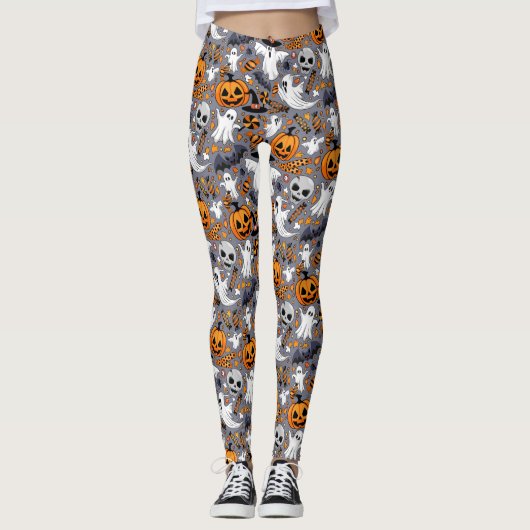 Ghosts Spooky en griezelige Schattigee Monsters Leggings (Voorkant)