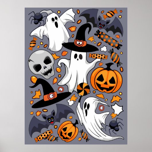 Ghosts Spooky en griezelige Schattigee Monsters Poster (Voorkant)