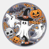 Ghosts Spooky en griezelige Schattigee Monsters Ronde Sticker (Voorkant)