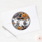 Ghosts Spooky en griezelige Schattigee Monsters Ronde Sticker (Envelop)