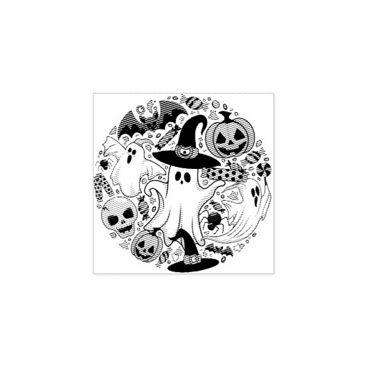 Ghosts Spooky en griezelige Schattigee Monsters Rubberstempel (Afrduk)