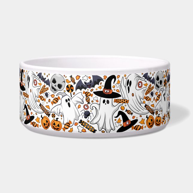 Ghosts Spooky en griezelige Schattigee Monsters Voerbakje (Voorkant)