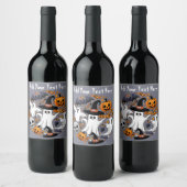 Ghosts Spooky en griezelige Schattigee Monsters Wijn Etiket (Flessen)