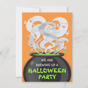 Ghosts & Witches Cauldron Halloween Invitation