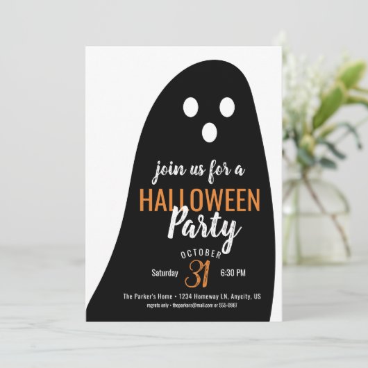Ghosty Halloween Party Kaart (Staand voorkant)