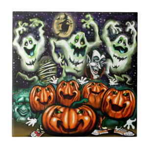 Ghosty Trio Pumpkins Party Tegeltje