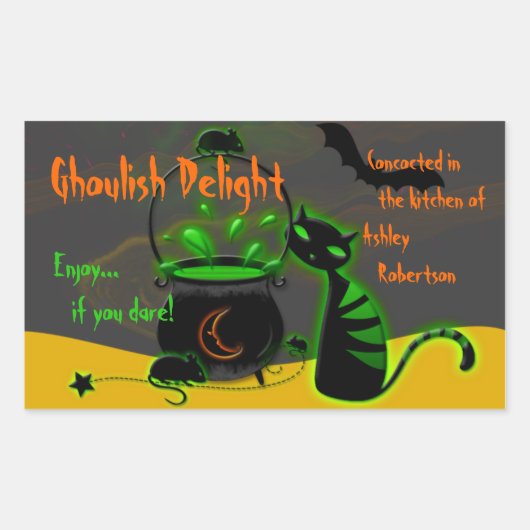 Ghoulish Groene Halloween Baking Labels Stickers (Voorkant)