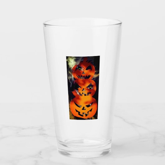 Ghoulish Jack-O-Lantern Stack Glass Cup Glas (Voorkant)