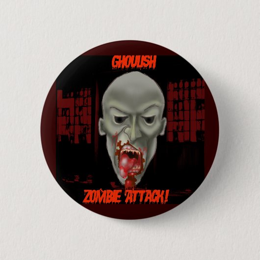 Ghoulish Zombie Attack Ronde Button 5,7 Cm (Voorkant)