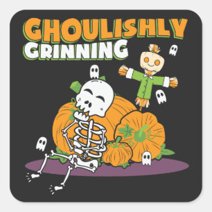 Ghoulishly Grinning Halloween Ghoul Vierkante Sticker
