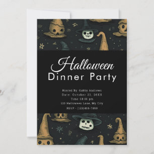 Ghouls en Monsters Zwart Halloween Diner Party Kaart