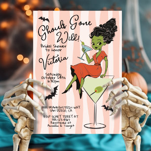 Ghouls Gone Wild Martinis Bruiloft Halloween Bruid Kaart