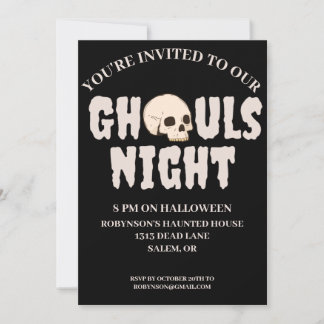 Ghouls Nacht Zwart & Wit Halloween Kostuum Party Kaart