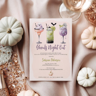 Ghouls Night Out Waterverf Cocktails Halloween Kaart
