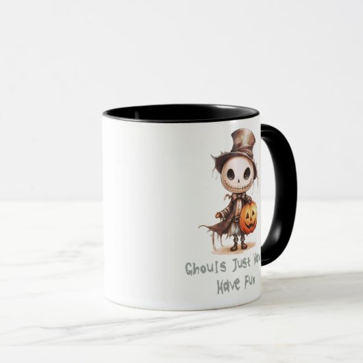Ghouls veut juste s'amuser Skeleton Halloween Mug (Devant droit)