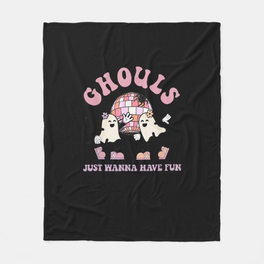 Ghouls wil gewoon een vun Retro Halloween party C Fleece Deken (Voorkant)
