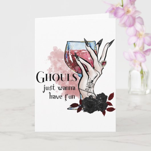 Ghouls wil gewoon Fun Halloween hebben Kaart (Orchidee)
