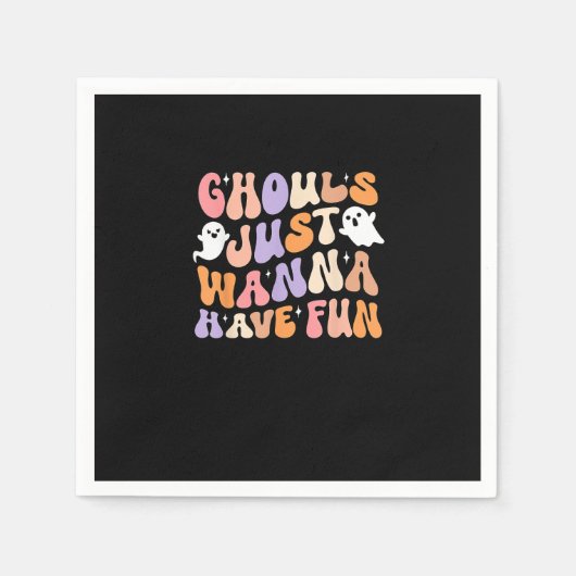 Ghouls wil gewoon plezier spooky seizoen Groovy Ha Servet (Voorkant)