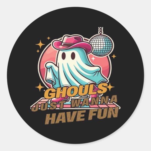 Ghouls willen gewoon een leuk disco-ontwerp voor H Ronde Sticker (Voorkant)